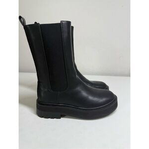 EVEN & ODD WOMENS ANKLE BOOTS BLACK LEATHER SIZE 39EU/ 8,5 US See Description